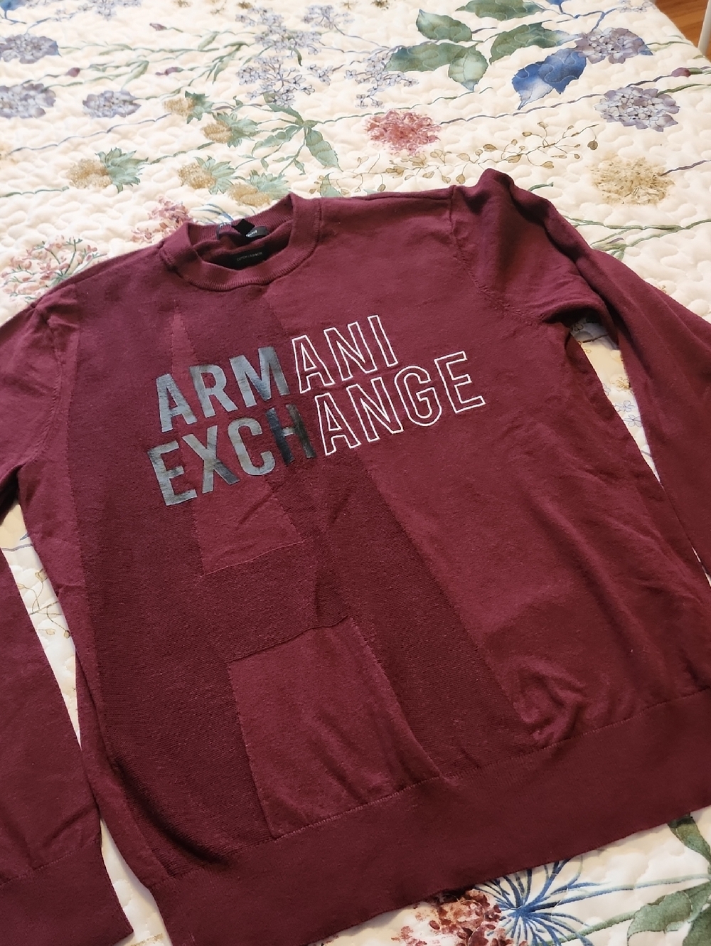 Armani Exchange Maroon Logo Pullover